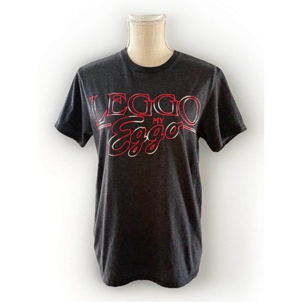 Kellogg's Leggo My Eggo Graphic T-Shirt Medium Charcoal Gray Retro 80s Style